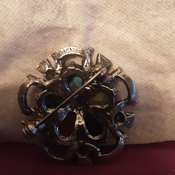 VINTAGE MULTI AGATE BROOCH (signed) - Picture 3 of 3